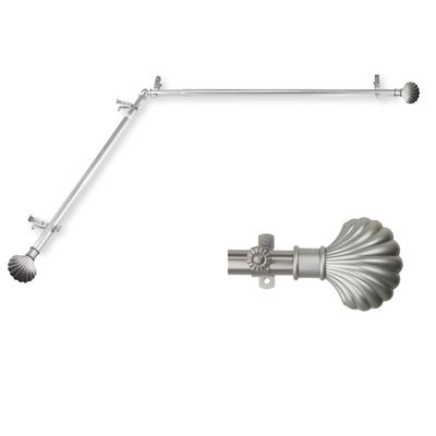 A&F Rod Dcor - Shell 13/16" Corner Window Curtain Rod 120-170" - Satin Nickel