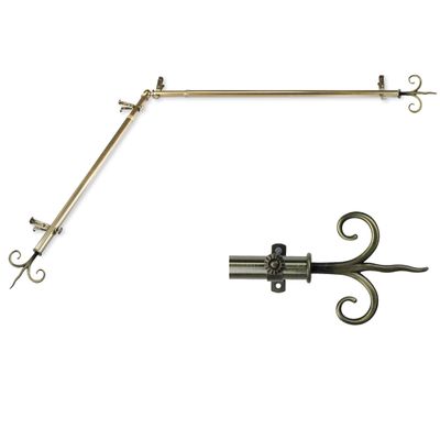 A&F Rod Dcor - Lily 13/16" Corner Window Curtain Rod 120-170" - Antique Brass