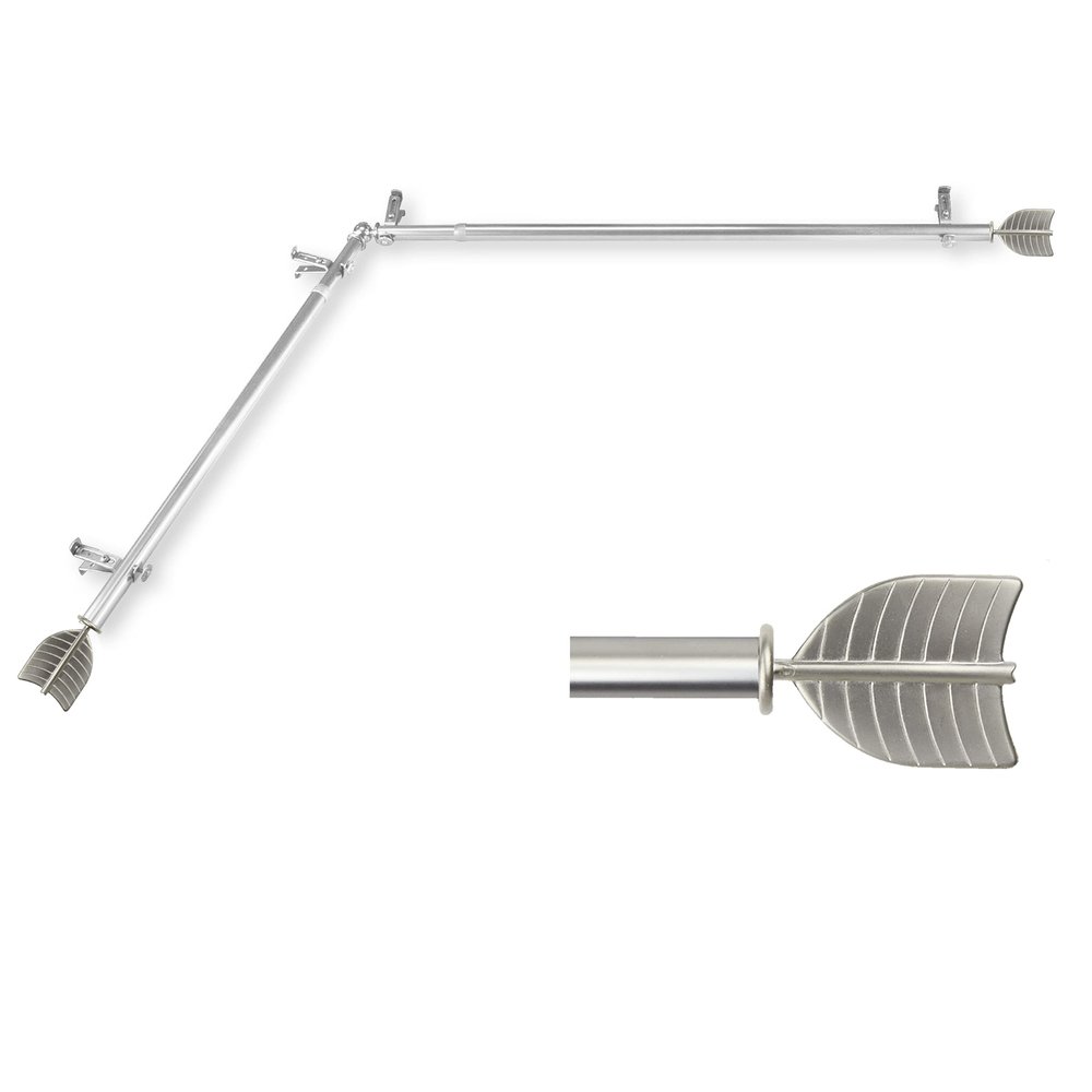 A&F Rod Dcor - Tail 13/16" Corner Window Curtain Rod 120-170" - Satin Nickel