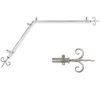 A&F Rod Dcor - Lily 13/16" Corner Window Curtain Rod 120-170" - Satin Nickel