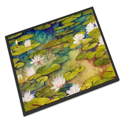 Caroline's Treasures FHC1001MAT Waterlillies by Ferris Hotard Doormat 18x27 Front Door Mat Indoor Outdoor Rugs for Entryway, Non Slip Washable Low Pile, 18H X 27W