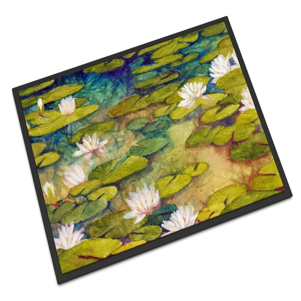 Caroline's Treasures FHC1001MAT Waterlillies by Ferris Hotard Doormat 18x27 Front Door Mat Indoor Outdoor Rugs for Entryway, Non Slip Washable Low Pile, 18H X 27W