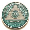 32 Year AA, Aqua, Turquoise, Blue, Bling, Glitter, Medallion, Bling, Chip, Coin, Token view 1