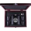 #1 Golfer Flask, Funnel, (4) Shot Glasses, and MDF Presentation Gift Box with Rosewood Finish - Golfing Hip Stainless Steel Metal Matte 6-Ounce Golf Bag Flask view 1