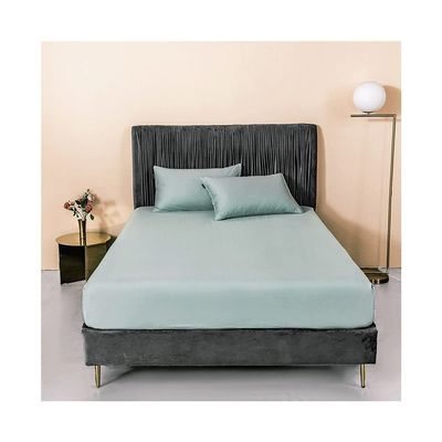 MZP Luxury 100% Cotton 1 Fitted Sheet Only 28cm Extra Deep Bottom Bed Sheet Single Twin 4ft Small Double Full King Queen Bedsheets Soft Breathable Bed Linen (Color : Blue A, Size : 180x200cm)