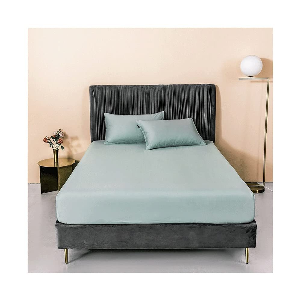 MZP Luxury 100% Cotton 1 Fitted Sheet Only 28cm Extra Deep Bottom Bed Sheet Single Twin 4ft Small Double Full King Queen Bedsheets Soft Breathable Bed Linen (Color : Blue A, Size : 180x200cm)