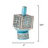 Yair Emanuel Decorative Dreidel with Stand | Pomegranates Cutout Design | Hanukkah Gift Jewish Decorations (Turquoise, Medium) view 2