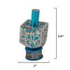 EMANUEL Yair Decorative Dreidel with Jerusalem Cutout and Stand | Hanukkah Sevivon Gift Jewish Decorations (Turquoise, Medium) view 2