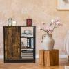 GLACER Industrial Style Floor Cabinet, Multifunctional Floor Storage Cabinet with Adjustable Shelf, Ideal for Living Room, Dining Room, Kitchen or Entryway, 27.5 x 12 x 32 inches (Rustic Brown) view 4