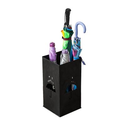 Umbrella Rack Hua Household Entrance Umbrella Storage Rack, Stable Metal Umbrella Stand, Large Capacity, Two Storage Ports, Black, White, 20x20x40cm (Color : Black)