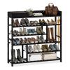 Bamworld Shoe Rack for Front Door Entrance Bamboo Shoe Organizer with Storage Box Free Standing Shoe Cabinet Shoe Storage Shelf for Entryway, Closet and Doorway (Black) view 1