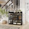 Bamworld Shoe Rack for Front Door Entrance Bamboo Shoe Organizer with Storage Box Free Standing Shoe Cabinet Shoe Storage Shelf for Entryway, Closet and Doorway (Black) view 2