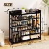 Bamworld Shoe Rack for Front Door Entrance Bamboo Shoe Organizer with Storage Box Free Standing Shoe Cabinet Shoe Storage Shelf for Entryway, Closet and Doorway (Black) view 3