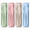 Wheat Straw Utensils Set with Case, 4 Adult Travel Silverware Sets view 1