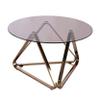 Unknown1 Contemporary Champagne Glass Cocktail Table Grey Modern Round Iron Finish Metallic Includes Hardware view 4