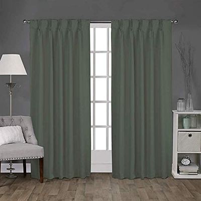 LITTLE BIRD 100% Polyester Fabric Double Pinch Pleat Blackout Window Curtains Panels Measurement Grey, W(21+21) L95(2 Panels Combined Size Dimension W 42" x L 95")