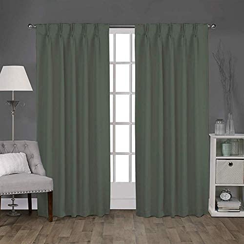 LITTLE BIRD 100% Polyester Fabric Double Pinch Pleat Blackout Window Curtains Panels Measurement Grey, W(21+21) L95(2 Panels Combined Size Dimension W 42" x L 95")
