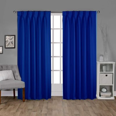 100% Polyester Fabric Double Pinch Pleat Blackout Window Curtains Panels Measurement Royal Blue, W(26+26) L84(2 Panels Combined Size Dimension W 52" x L 84")