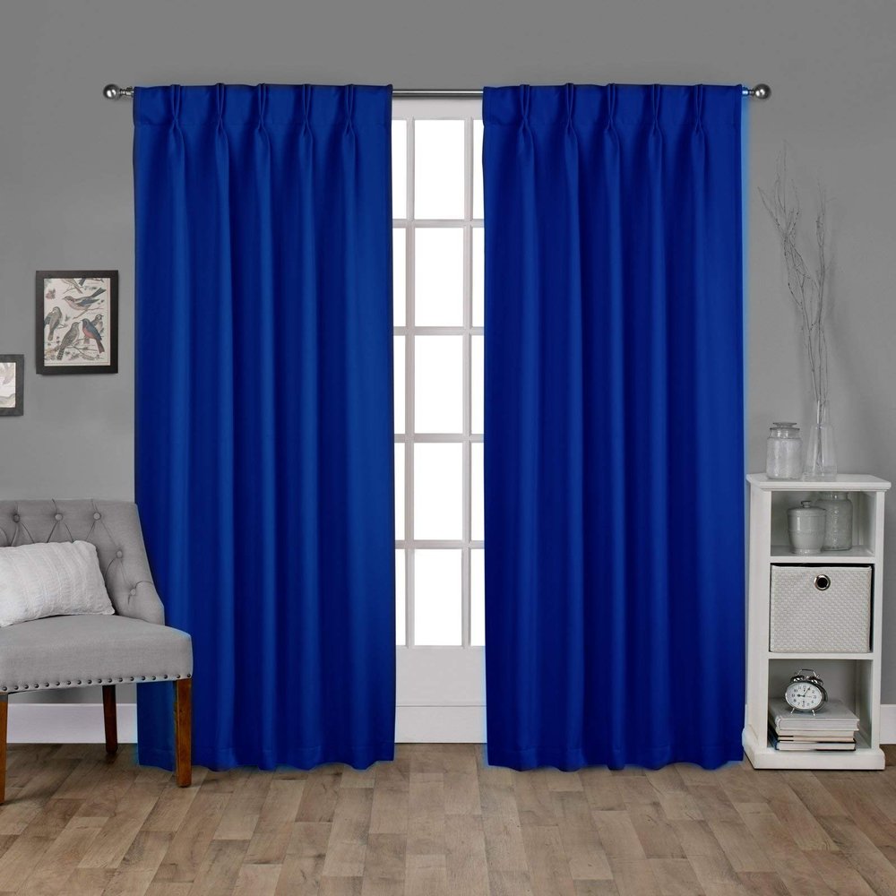 100% Polyester Fabric Double Pinch Pleat Blackout Window Curtains Panels Measurement Royal Blue, W(26+26) L84(2 Panels Combined Size Dimension W 52" x L 84")