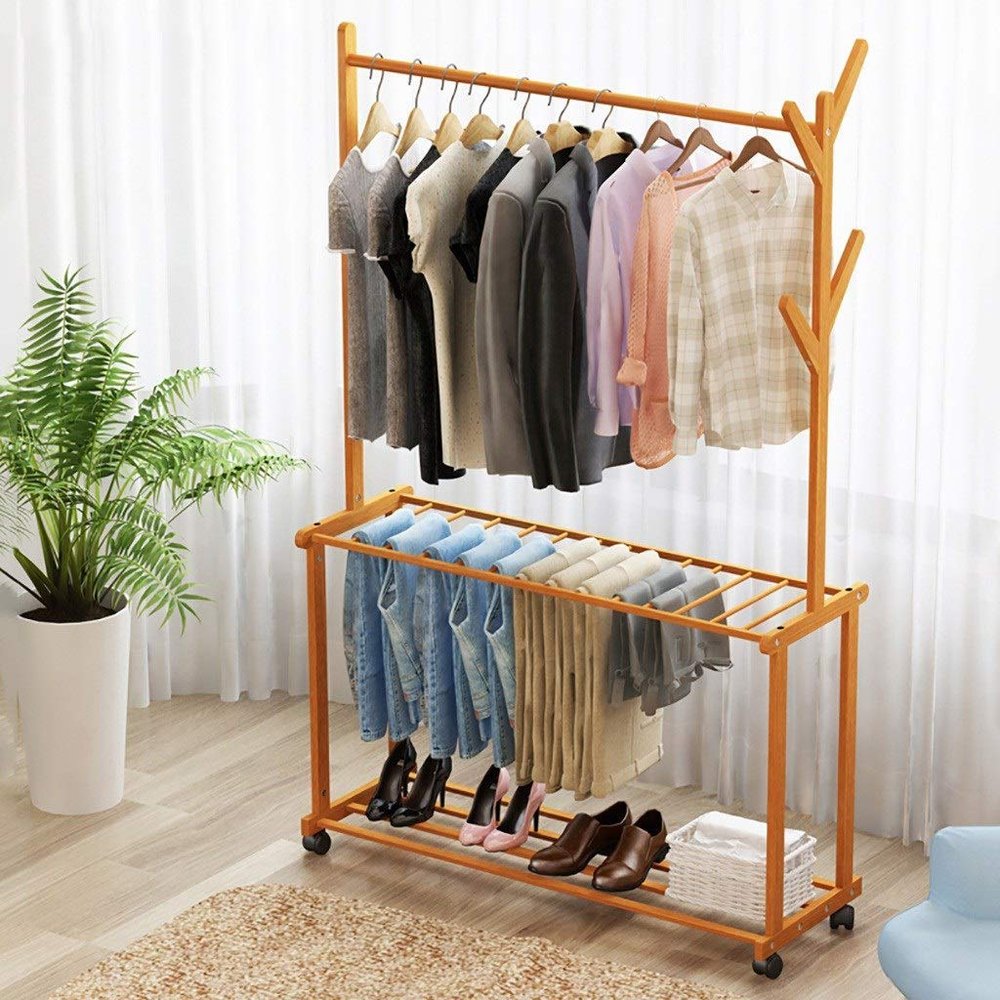 WXJLYZRCXK Clothes Stand,Coat Rack Coat Rack Freestanding Trouser Hanger Solid Wood, Multi-Functional Pants Rack Removable Clothes Display Stand for Balcony/Bedroom/Clothing Store,6037175Cm