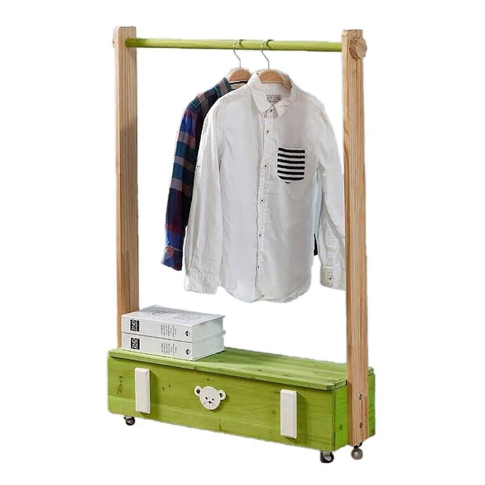 WXJLYZRCXK Clothes Stand,Coat Rack Children's Solid Wood Coat Rack with Wheels, Floor-Standing Clothes Storage Cabinet, Removable Bedroom Hanger, Clothing Store Display Stand,12022120Cm