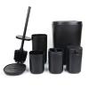 Bathroom Accessories Set of 6 Complete, Toothbrush Holder, Soap Dispenser, Garbage Trash Can, Soap Dish, Toothbrush Cup and Toilet Brush Holder, Black view 1