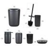 Bathroom Accessories Set of 6 Complete, Toothbrush Holder, Soap Dispenser, Garbage Trash Can, Soap Dish, Toothbrush Cup and Toilet Brush Holder, Black view 4