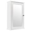 34 x 15 x 53 cm (L x W x H) MDF Bathroom Cabinet, Single Door Wall Mounted Medicine Cabinet with Mirror, White view 1