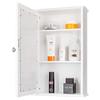 34 x 15 x 53 cm (L x W x H) MDF Bathroom Cabinet, Single Door Wall Mounted Medicine Cabinet with Mirror, White view 3