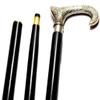 Vimal Nautical Silver & Black Wooden Handmade 3 Halves Black Folding Walking Sticks with Antique Design of Brass Handle. view 1
