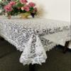 000 AMT Floral Venice Lace Linen with Cross Stitch Embroidered Linen tablecloths: White/Beige (Beige, 68 x 86 OB.) view 4