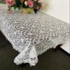 000 AMT Floral Venice Lace Linen with Cross Stitch Embroidered Linen tablecloths: White/Beige (White, 68 x 86 OB.) view 3