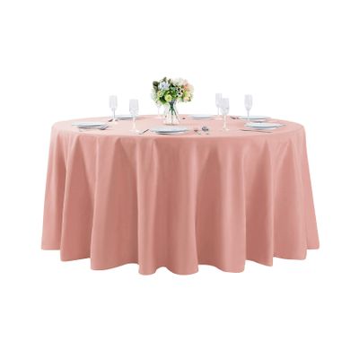 108 inch Round Tablecloth Washable Polyester Table Cloth Decorative Table Cover for Wedding Party Dining Banquet108 inch, Dusty Pink