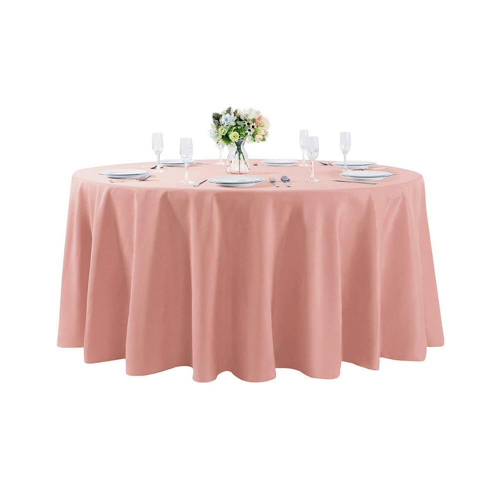 108 inch Round Tablecloth Washable Polyester Table Cloth Decorative Table Cover for Wedding Party Dining Banquet108 inch, Dusty Pink