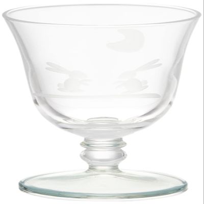13H055-GR Cold Sake Glass with Base, Approx. 2.4 fl oz (70 ml), Kiriko Moon Rabbit, Green, Made in Japan
