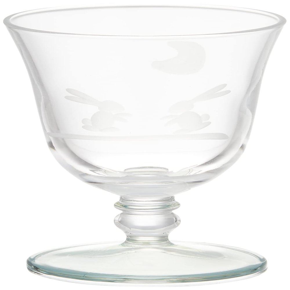 13H055-GR Cold Sake Glass with Base, Approx. 2.4 fl oz (70 ml), Kiriko Moon Rabbit, Green, Made in Japan
