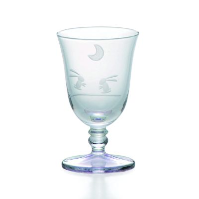 13H055-AM Cold Sake Glass with Base, Approx. 2.4 fl oz (70 ml), Kiriko Moon Rabbit, Amethyst, Made in Japan