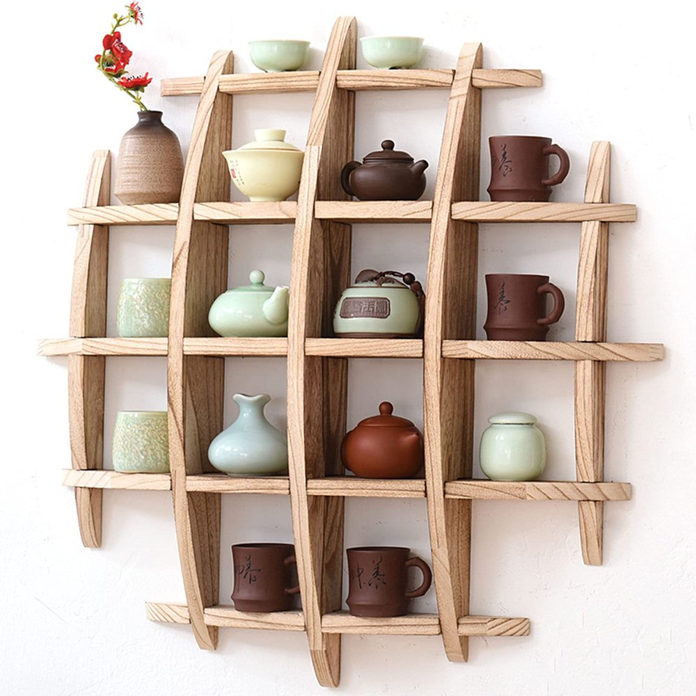 ZWJABYY Display Shelf-Shelf Wall Mount-Cubbies Storage Shelves-Antique Display Rack-Grid Wall-for Home Antique-Suitable for Living Room Study Room Home Decor,B-7070cm
