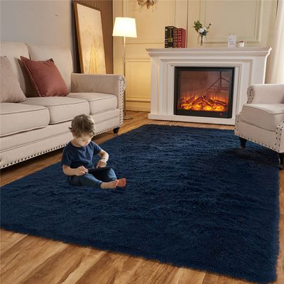 Arbosofe Area Rugs Shaggy Rugs Fluffy Carpets, 6x9 Feet Navy Blue, Modern Plush Carpets for Living Room Bedroom for Kids Girls and Boys, Playroom, and Nursery Room Home Decor