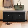 SoBuy Black Storage Shoe Bench with 2 Flip Drawers, Hidden Shoe Bench, Free Standing Shoe Rack, Shoe Cabinet, Hallway Storage Bench with Seat Cushion FSR64-SCH view 1