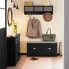 SoBuy Black Storage Shoe Bench with 2 Flip Drawers, Hidden Shoe Bench, Free Standing Shoe Rack, Shoe Cabinet, Hallway Storage Bench with Seat Cushion FSR64-SCH view 3