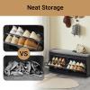 SoBuy Black Storage Shoe Bench with 2 Flip Drawers, Hidden Shoe Bench, Free Standing Shoe Rack, Shoe Cabinet, Hallway Storage Bench with Seat Cushion FSR64-SCH view 4