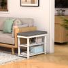 Domax White Shoe Rack Bench for Entryway - Bench with Shoe Storage Front Door Shoe Bench with Cushion Upholstered Padded Seat 3 Tier Bamboo Shoe Holder for Indoor Entrance Hallway Bedroom Living Room view 4
