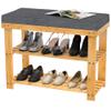 Domax Shoe Rack Bench for Entryway - Bench with Shoe Storage Front Door Shoe Bench with Cushion Upholstered Padded Seat 3 Tier Bamboo Shoe Holder for Entry Indoor Entrance Hallway Bedroom Living Room view 1