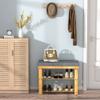 Domax Shoe Rack Bench for Entryway - Bench with Shoe Storage Front Door Shoe Bench with Cushion Upholstered Padded Seat 3 Tier Bamboo Shoe Holder for Entry Indoor Entrance Hallway Bedroom Living Room view 2
