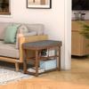 Domax Shoe Rack Bench for Entryway, 3-Tier Bamboo Shoe Holder with Cushioned Upholstered Seat, Brown view 4