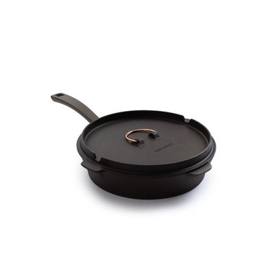 Barebones 10-Inch All-In-One Cast Iron Skillet Set- Skillet with Cast Iron Dutch Oven Style Lid - Camping Cookware Set