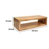 58-Inch Cube Shape Mango Wood Coffee Table with Open Bottom Shelf view 3