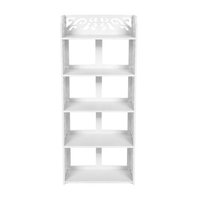 CHHD White Hollow Out Shoe Rack 5 Layers Stand Storage Organiser Shelf Multipurpose Simple Floor-to-Ceiling Bookshelf for Living Room Bedroom Office (Color : White, Size : 5 Tier)
