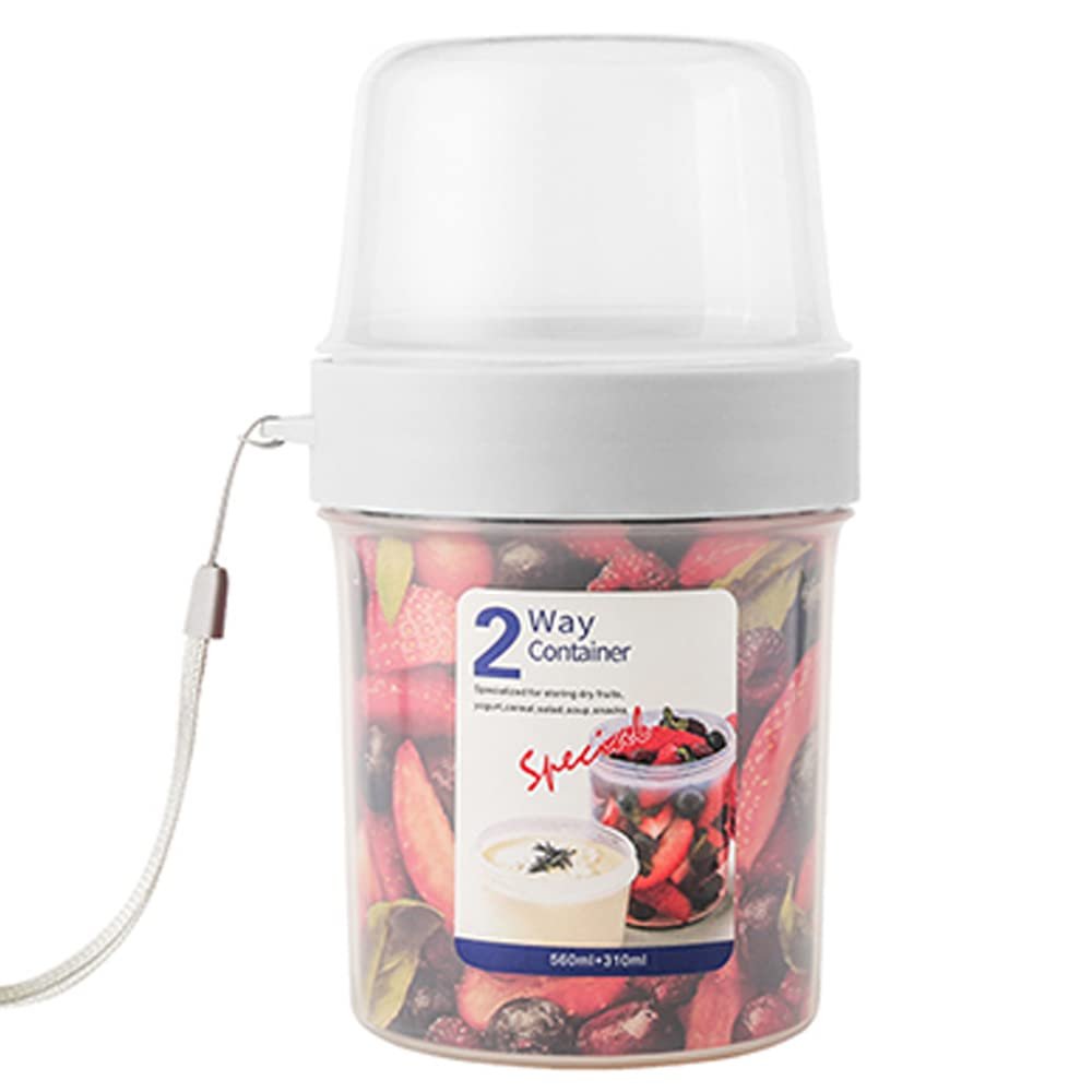 2-Way Container for Salads, Sauces, Fruits and Snacks- 560mL